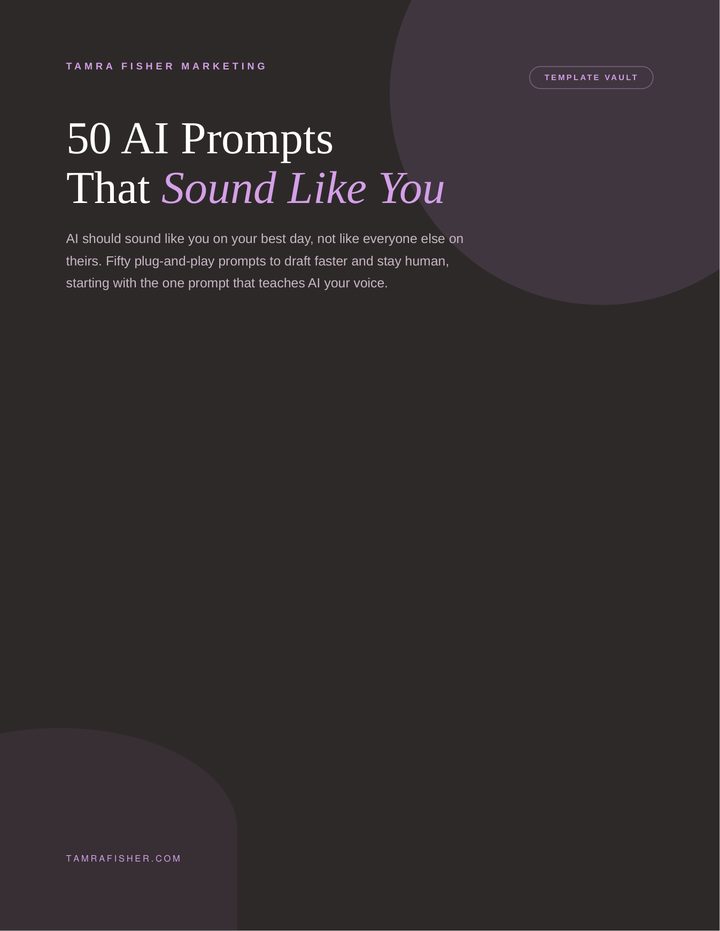 Cover of the 50 AI Prompts That Sound Like You guide